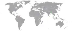 Map indicating locations of Bangladesh and Trinidad and Tobago