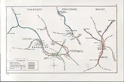 Railway lines through Barnsley in 1912