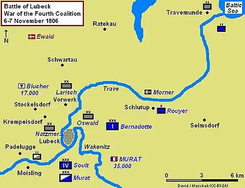 Map of the Battle of Lübeck