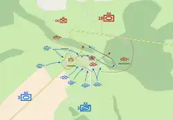 Map showing the French attacks 16 May. Also showing "Eure"'s path