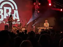 In concert in 2023 (left to right: Richard March, Fuzz Townshend, James Atkin)