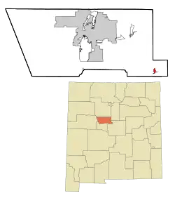 Location of Chilili, New Mexico