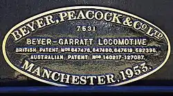 Builder's plate on preserved NSWGR AD60 class locomotive no. 6029 of 1953