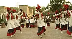 Bhangra Dance performers in Punjab wearing Kurta and Tehmat.