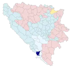 Location of Čapljina within Bosnia and Herzegovina