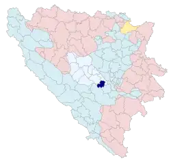 Location of the municipality in Bosnia and Herzegovina