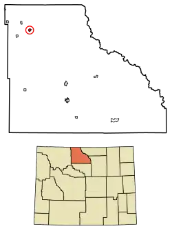 Location of Lovell in Big Horn County, Wyoming.