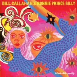 An abstract drawing of a seal-shaped being with a feminine human head; a handful of cartoon explosions with human eyes; a larger, flatter version of the seal being's head; and some multi-colored swirling shapes all layered over each other over a pink-magenta-red circular gradient background.