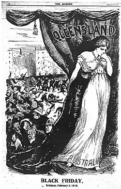 Image 48Illustration from the Brisbane Worker newspaper condemning the brutality of the Queensland Police on Black Friday during the 1912 Brisbane General Strike.