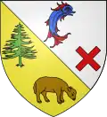 Arms of Saint-André-d'Embrun, France, with a sheep pascuant to sinister