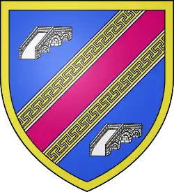 Arms of Magenta, France, feature a bend sinister in magenta, an extremely rare tincture in heraldry