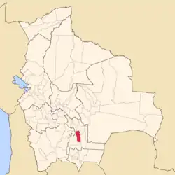 Location of Azurduy Province within Bolivia