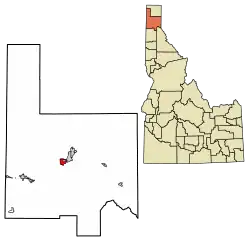 Location of Dover in Bonner County, Idaho.