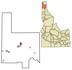 Location of Ponderay in Bonner County, Idaho.