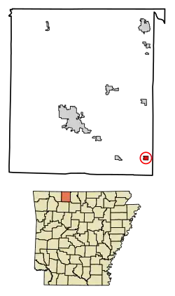 Location of Everton in Boone County, Arkansas.
