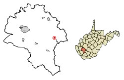Location of Sylvester in Boone County, West Virginia.
