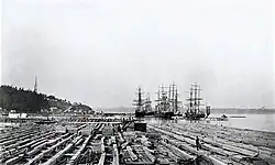 J.R. Booth's timber rafts arriving at Sillery, Quebec,c. 1891