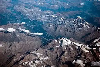 Bormio and Valfurva from 10&nbsp;km (6&nbsp;mi) above