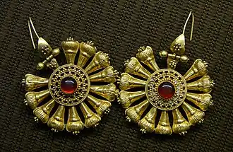 Image 6Gold earrings with gemstones, 3rd century (from Roman Empire)