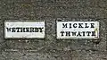 The boundary between Wetherby and Micklethwaite marked on the bridge