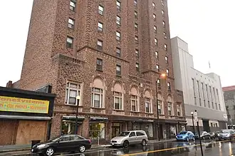 Hotel Beach, a 13-story Art Deco building built downtown in 1927 on Fairfield Avenue