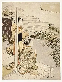 Suzuki Harunobu, Two Girls on the Veranda Looking at the Moon, 18th century, Brooklyn Museum.