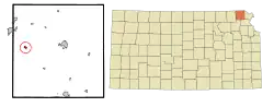 Location within Brown County and Kansas