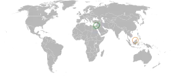 Map indicating locations of Israel and Brunei