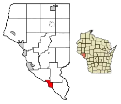 Location of Fountain City in Buffalo County, Wisconsin.