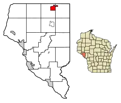 Location of Mondovi in Buffalo County, Wisconsin.