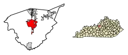Location of Bullitt County Kentucky Incorporated and Unincorporated areas Shepherdsville Highlighted 2170086.svg