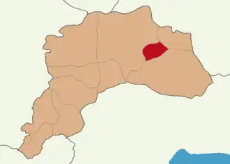 Map showing Çeltikçi District in Burdur Province