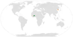 Map indicating locations of Burkina Faso and North Korea
