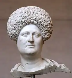 Bust of a Roman woman wearing a "diadem" wig,  80 CE
