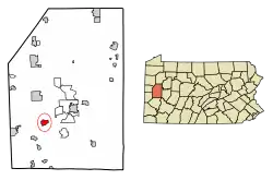 Location of Connoquenessing in Butler County, Pennsylvania.