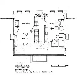 Basement Floor Plan of the Charles Daniels House.