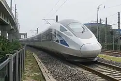CR400AF prototype testing in the National Railway Test Center, Beijing. It was called CRH-0208 at that time.