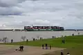 CSCL Indian Ocean after running aground near Grünendeich in early February 2016