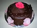 Cake covered with chocolate rolled fondant