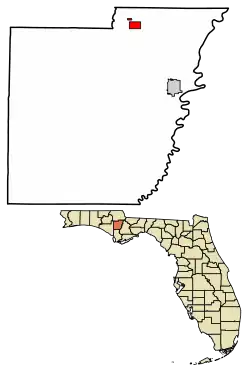 Location of Altha in Calhoun County, Florida.