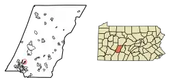 Location of East Conemaugh in Cambria County, Pennsylvania.
