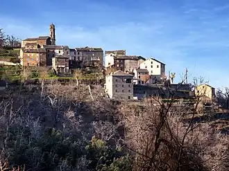 The church and surrounding buildings in Campana village