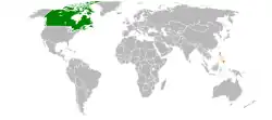 Map indicating locations of Canada and Philippines
