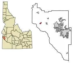Location of Wilder in Canyon County, Idaho.
