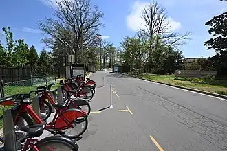 Bikeshare located at entrance.
