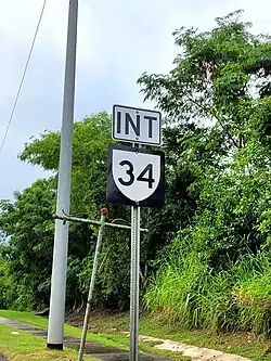 PR-196 west approaching PR-34 intersection in Cañabón