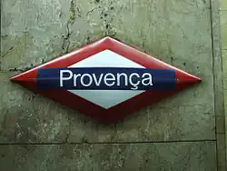 The FGC station sign at Provença