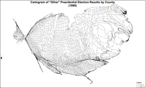 Cartogram of "other" presidential election results by county
