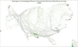 Cartogram of unpledged electors presidential election results by county