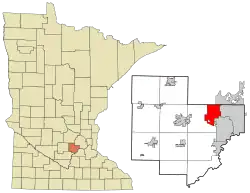 Location of the city of Victoria within Carver County, Minnesota